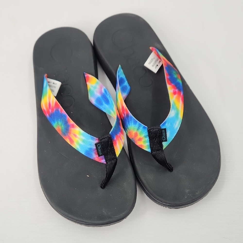 Chaco Men’s Chillos Dark Tie Dye Flip Flops - Picture 2 of 5